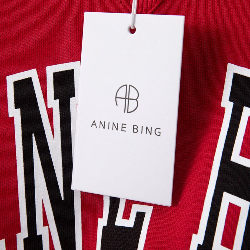 Classic Letter Print Lining Loose Red Women's Sweatshirtr-ABS2423RED - 图片 7