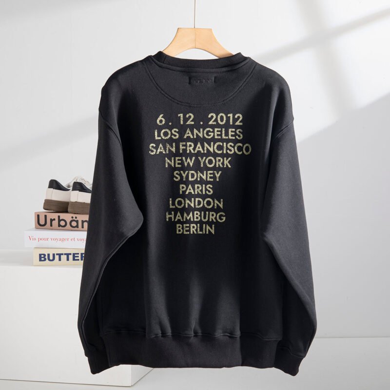 Shield Angel Wings Back English Letters Frosted Print Round Neck Sweatshirt-ABS2446BK - 图片 3