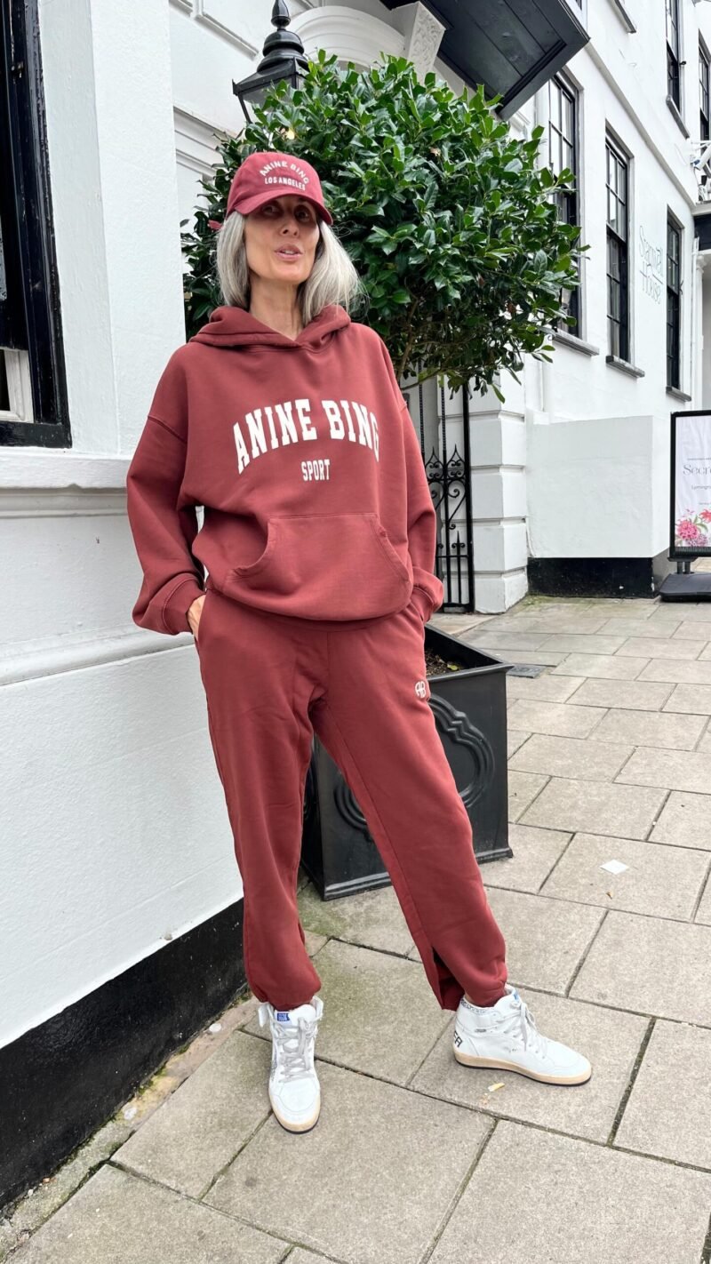 Burgundy Classic Logo Print Trouser Legs Split Elastic Waist Cotton Sweatpants Trousers for Women-ABP07RED - 图片 10