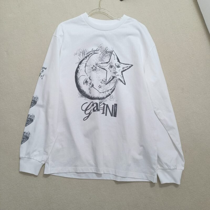 White Letter Embroidery Knot Printed Cotton Long Sleeve T-shirt Women-GN29 - 图片 10
