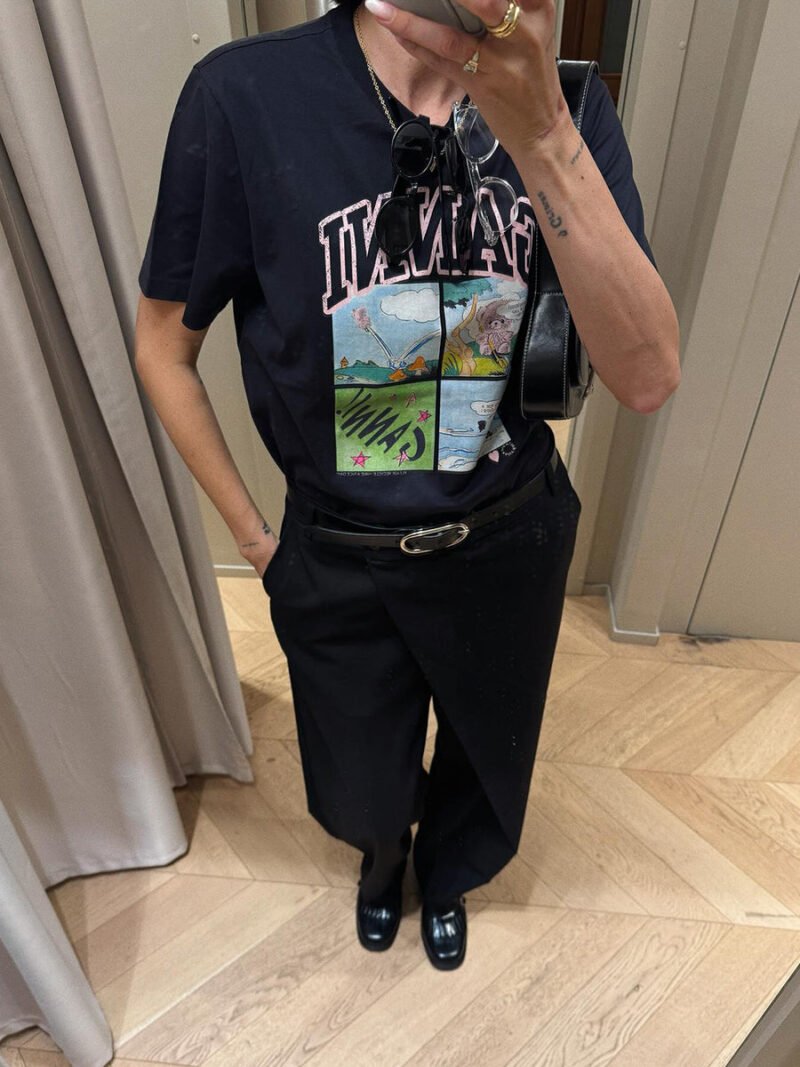 Photos Printed Graphic Black T-shirt O-neck Streetwear Fashion Short Sleeve Women's Tees-GN06 - 图片 3