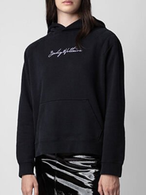 Letters Wings White Ink Digital Print Fleece Hoodie-DH-ZV-44