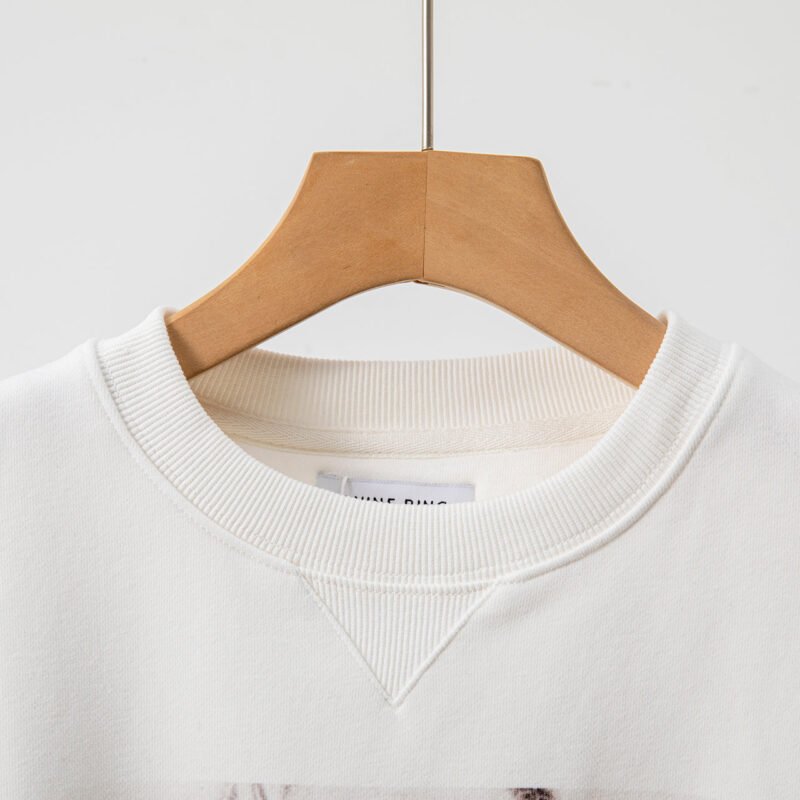 Head Portrait Print Triangle Round Neck Plus Velvet Loose Women's Sweatshirt-ABS2442WT - 图片 4