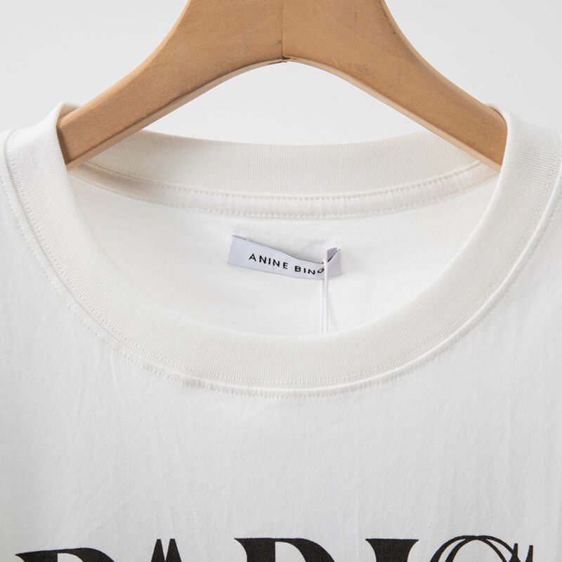 Double-image PARIS Print Front and Back English Printed Cotton Women's Round Neck T-shirt-ABT11WT - 图片 4