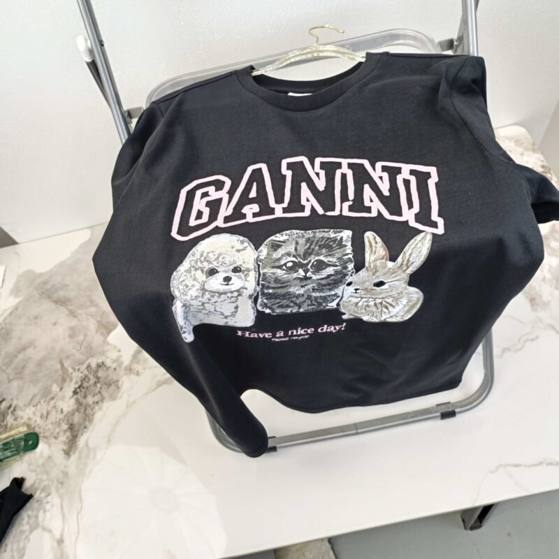 Animals Printed Letter White T-shirt Women Cotton Casual Short Sleeve Tops-GN23 - 图片 15