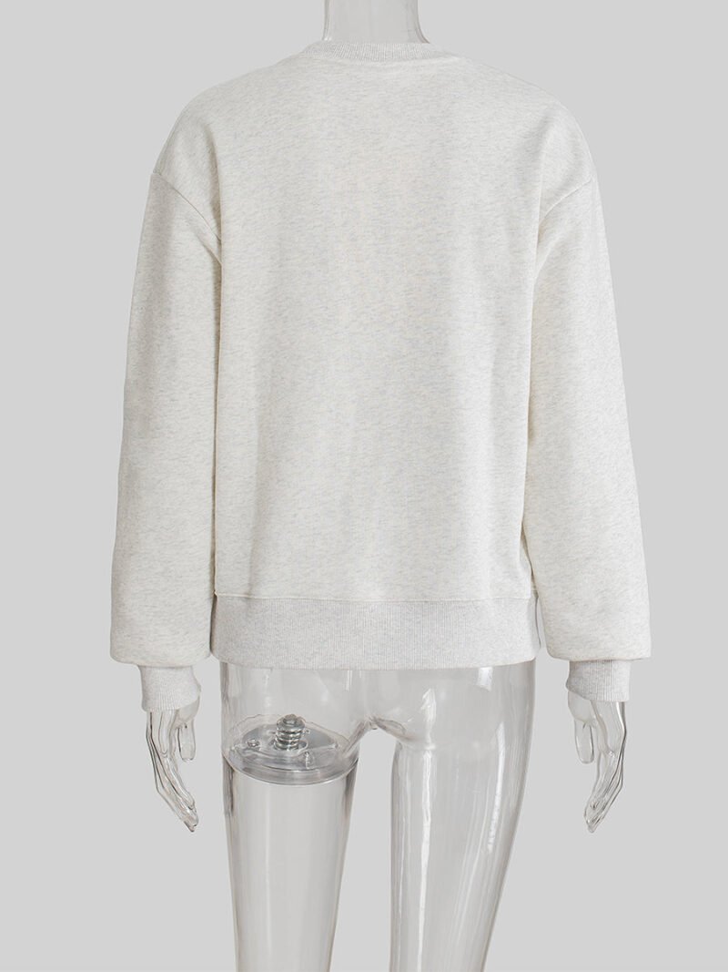 Logo Letter Printed Fleece Long Sleeve Pullover Sweatshirt Women-GN39 - 图片 6