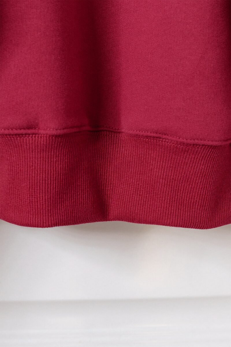 Burgundy Classic Letter Embroidered Fleece Women's Hoodie-ABS2509RD - 图片 11