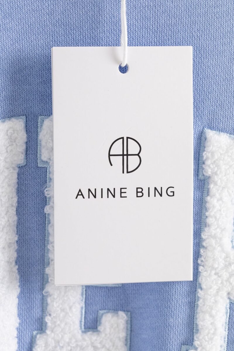 Letter Embroidery Loose Light Blue Cotton Fleece Women's Sweatshirt Long Sleeve Round Neck Pullover-ABS2480BL - 图片 6