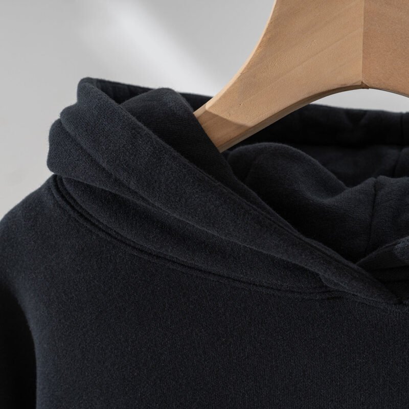 Letter Printed Fleece Washed Distressed Women's Hooded Sweatshirt-ABS2499BK - 图片 4