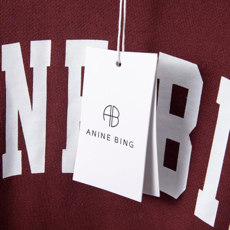 Burgundy Classic Letter Print Dyed Distressed Washed Women's Hooded Sweatshirt-ABS2403RED - 图片 8