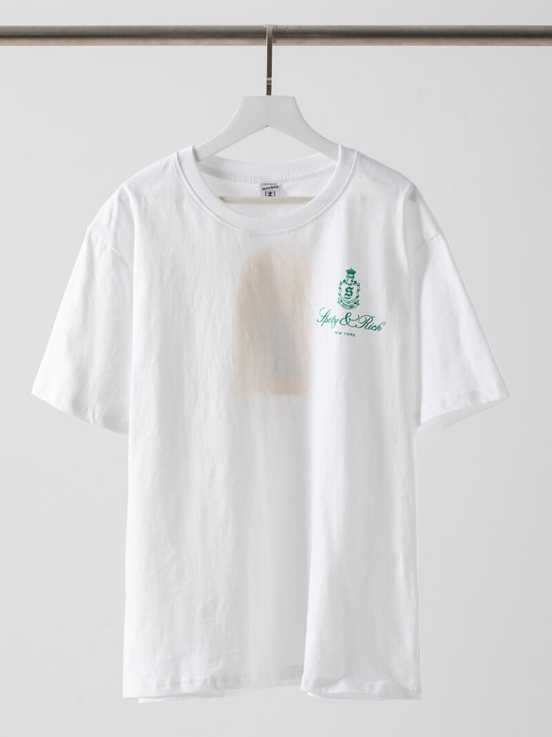 Logo Letter Print White Cotton Women's Short Sleeve T-shirt-GN44 - 图片 7