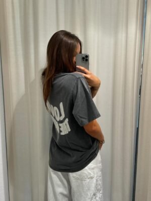 Deformed Letter Printed Short Sleeve T-shirt Women Tops-ABC19BK