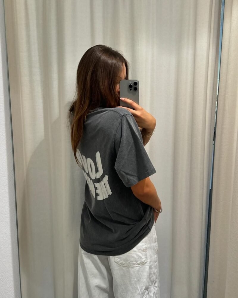 Deformed Letter Printed Short Sleeve T-shirt Women Tops-ABC19BK