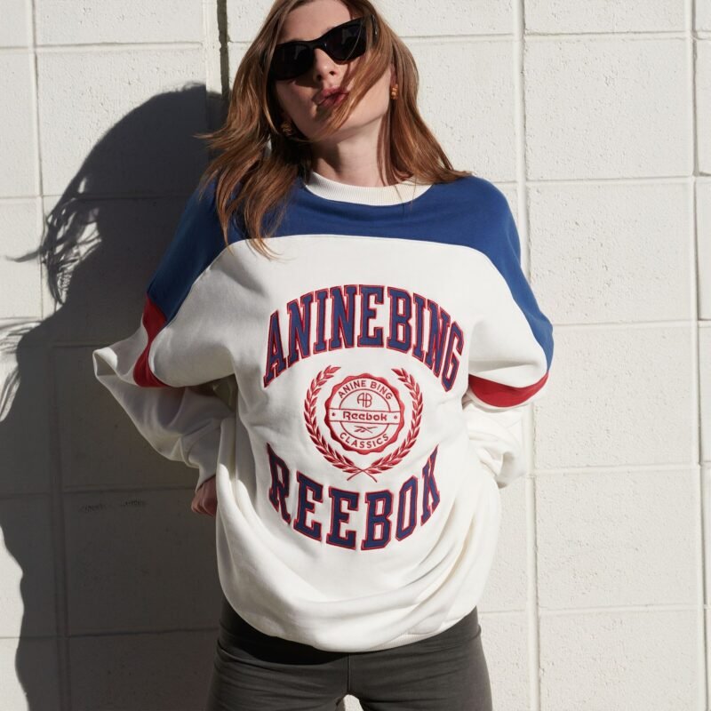 Contrast Color Front Letter Patch Embroidery Round Neck Mid-length Plush Women's Sweatshirt-ABD2488MC - 图片 3
