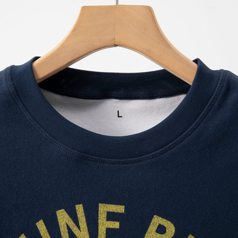 Printed Gold Contrast Double-sided Cotton Short-sleeved T-shirt for Women-ABT17DB - 图片 4