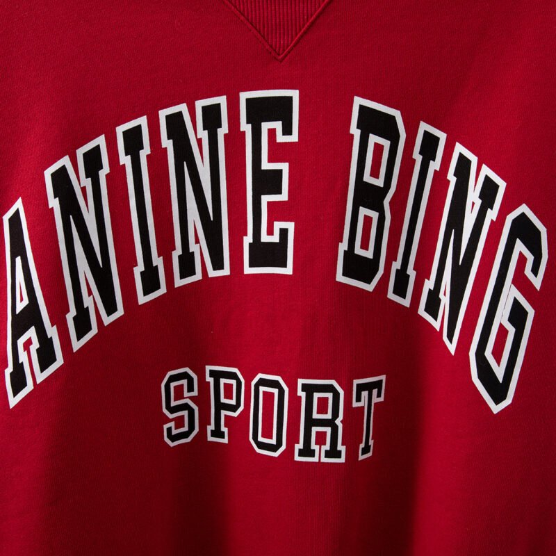 Classic Letter Print Lining Loose Red Women's Sweatshirtr-ABS2423RED - 图片 4