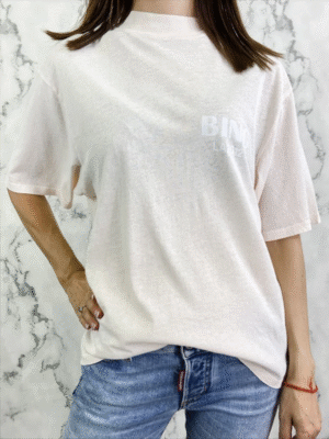 Classic Letter Print Pink Round Neck Women's Loose Short Sleeve T-Shirt-ABT42PK