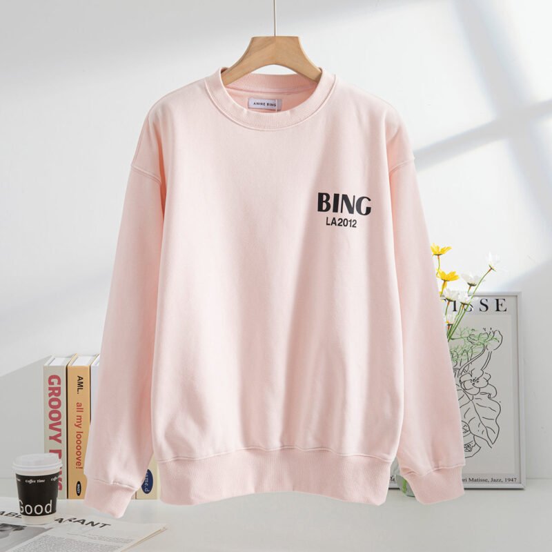 Brown Letter Printed Fleece Round Neck Women's Loose Plush Sweatshirt-ABS2455MT - 图片 14