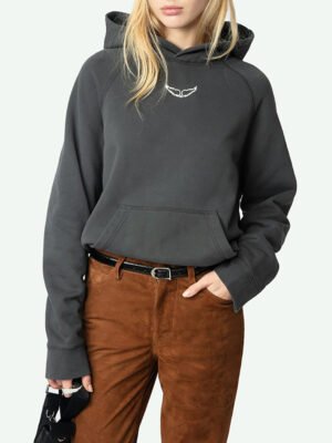 Retro Printed Tape Letters Hot Diamond Fleece Women Hoodie-DH-ZV-153