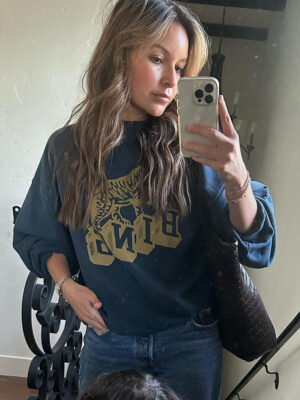 Tiger BING Print Fried Color Washing Navyblue Women's Fleece Sweatshirt-ABS2430BL