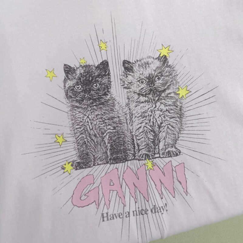 Cats Graphic Printed Letter White T-shirt Women Crew Neck Cotton Fashion Casual Cozy Tops T-shirts-GN11 - 图片 13