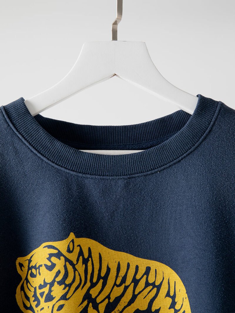 Tiger BING Print Fried Color Washing Navyblue Women's Fleece Sweatshirt-ABS2430BL - 图片 4