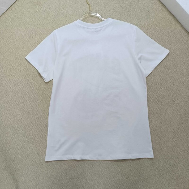 Cartoon Printed Graphic Letter Embroidery White Cotton Short Sleeve T-shirt-GN12 - 图片 5