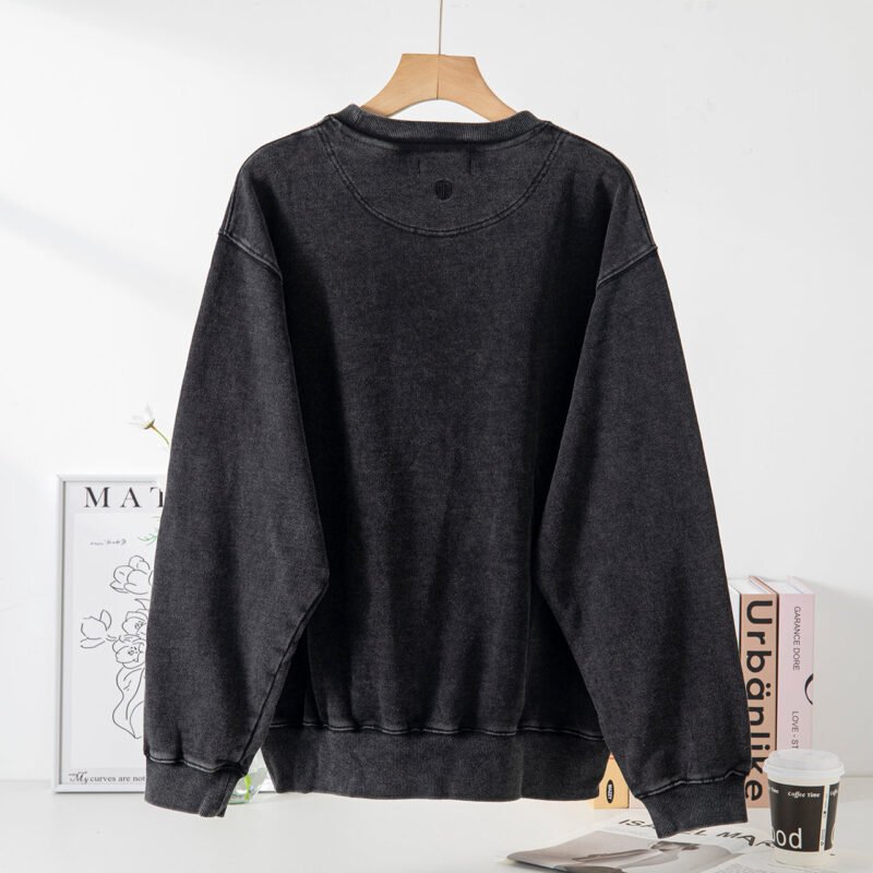 Black Round Neck Cotton Sweatshirt PARIS Print Pullover Tops-ABS2409BK - 图片 10