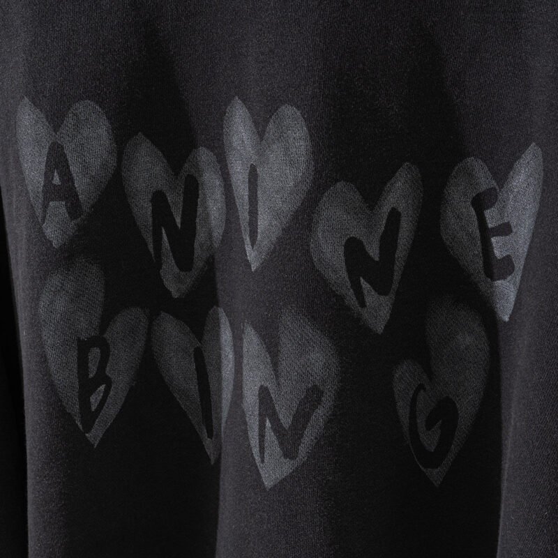 Love Letters Printed Distressed Black and Gray Women's Sweatshirt-ABS2506BK - 图片 4