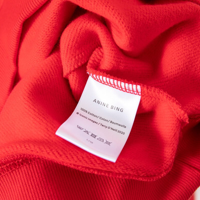 Letter Embroidery Loose Red Cotton Fleece Women's Sweatshirt Long Sleeve Round Neck Pullover-ABS2414RED - 图片 6