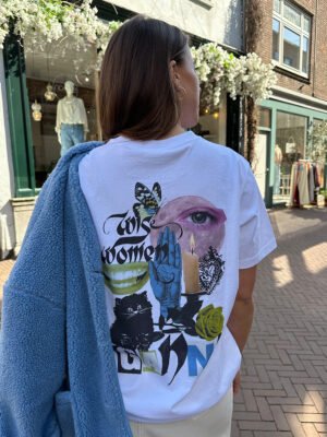 Graphic Print Letter White T-shirt Women Summer Crew Neck Short Sleeve Casual Tops Tees-GN15