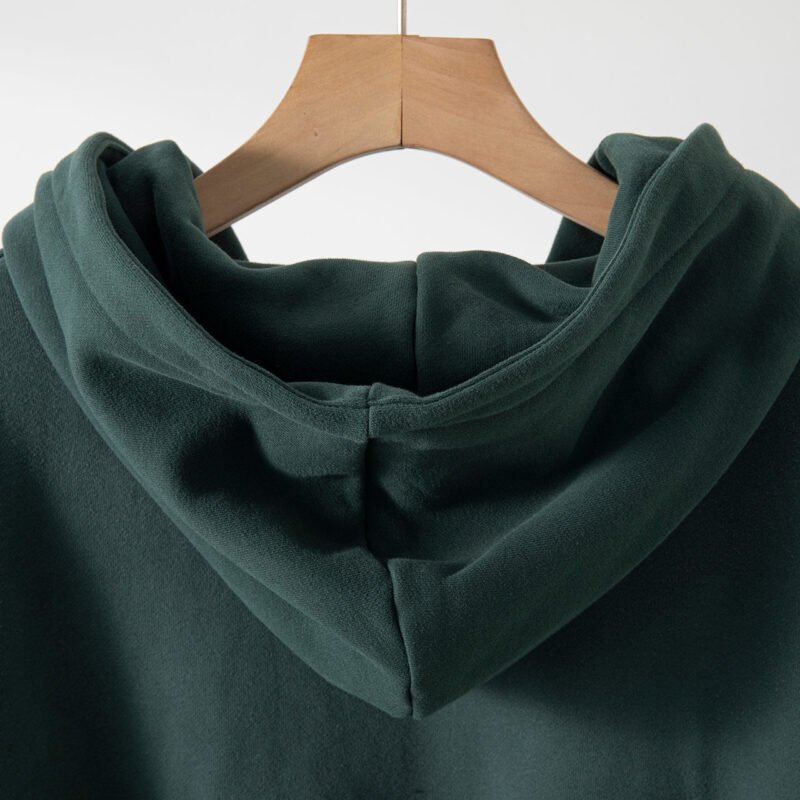 Autumn and Winter Washed Green Fried Eagle Print Fleece Distressed Hooded Sweatshirt-ABS2429GN - 图片 9