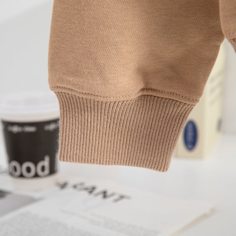 Brown Letter Printed Fleece Round Neck Women's Loose Plush Sweatshirt-ABS2455MT - 图片 5