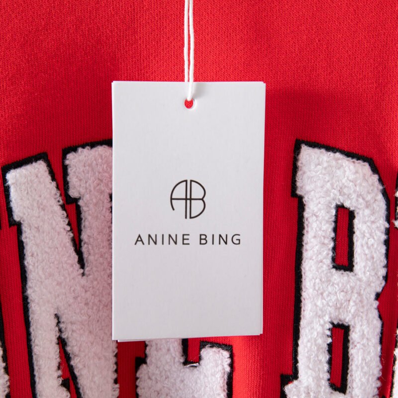 Letter Embroidery Loose Red Cotton Fleece Women's Sweatshirt Long Sleeve Round Neck Pullover-ABS2414RED - 图片 5