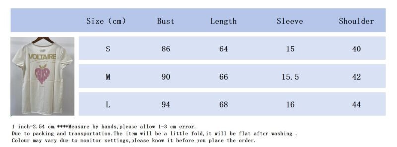 Back Letters Apple Heart Print U-neck Cotton Women's Short-sleeved T-shirt -DH-ZV-11 - 图片 8