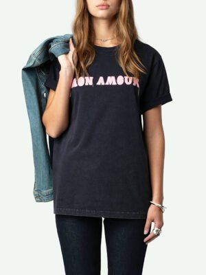 Letter Patch Embroidery Cotton Ladies Short-sleeved T-shirt-DH-ZV-157