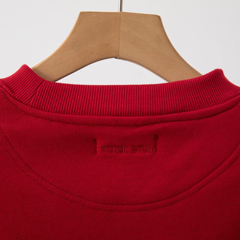 Classic Letter Print Lining Loose Red Women's Sweatshirtr-ABS2423RED - 图片 10