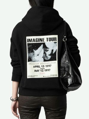 Wings Behind White Ink Digital Printing Hot Diamond Fleece Women's Hoodie-DH-ZV-90