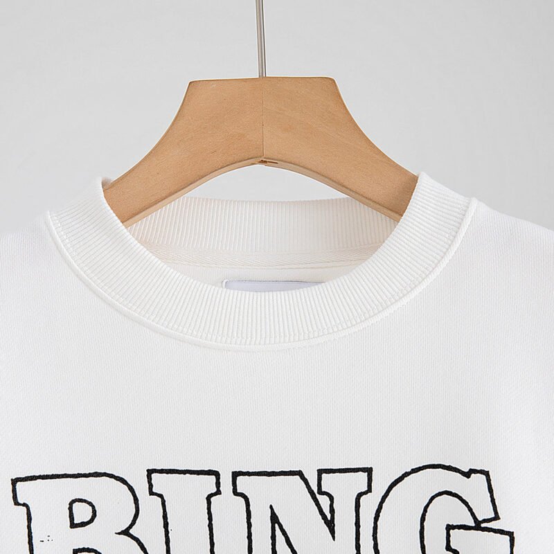 Black and White Photo Letter Landscape Print Cotton Women's Sweatshirt-ABS2449WT - 图片 4