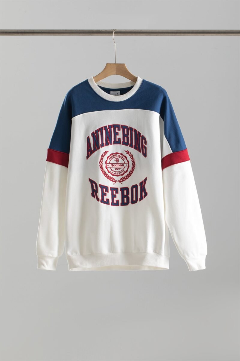Contrast Color Front Letter Patch Embroidery Round Neck Mid-length Plush Women's Sweatshirt-ABD2488MC - 图片 17