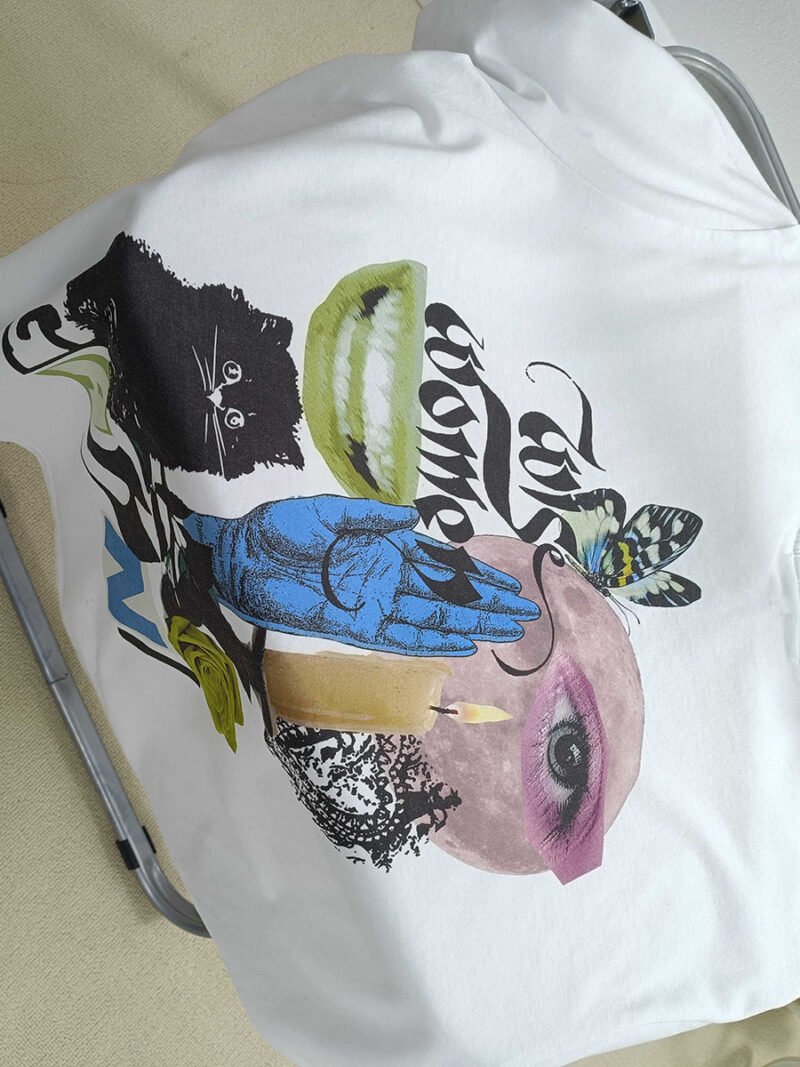 Graphic Print Letter White T-shirt Women Summer Crew Neck Short Sleeve Casual Tops Tees-GN15 - 图片 7