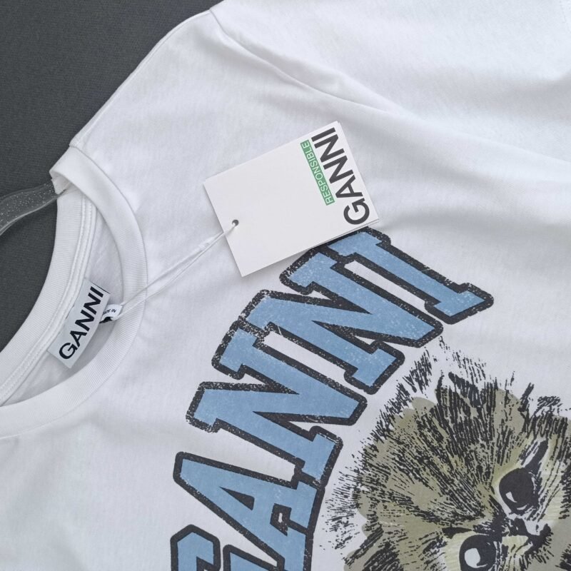 Animal Printed Letter White T-shirt Women Classic O-neck Cotton Short Sleeve Tops Tees-GN03 - 图片 11