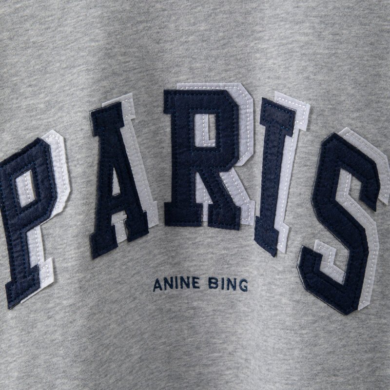 Navy Blue Classic Letter Patch Embroidery Lining Plus Velvet Loose Women's Sweatshirt-ABS2406DBL - 图片 11