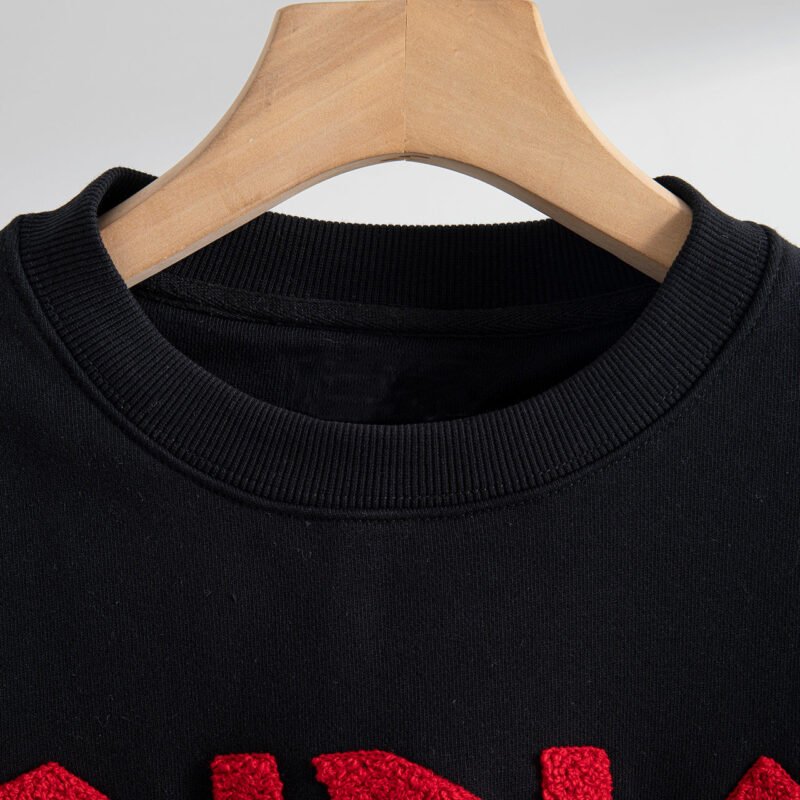Classic Tiger Head Hand-cranked Embroidery Lining Fleece Round Neck Sweatshirt-ABS2435BK - 图片 4