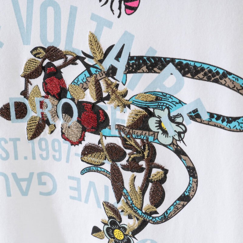 Classic Letter Print Flower Snake Embroidery Women's Short Sleeve T-Shirt-DH-ZV-6 - 图片 6