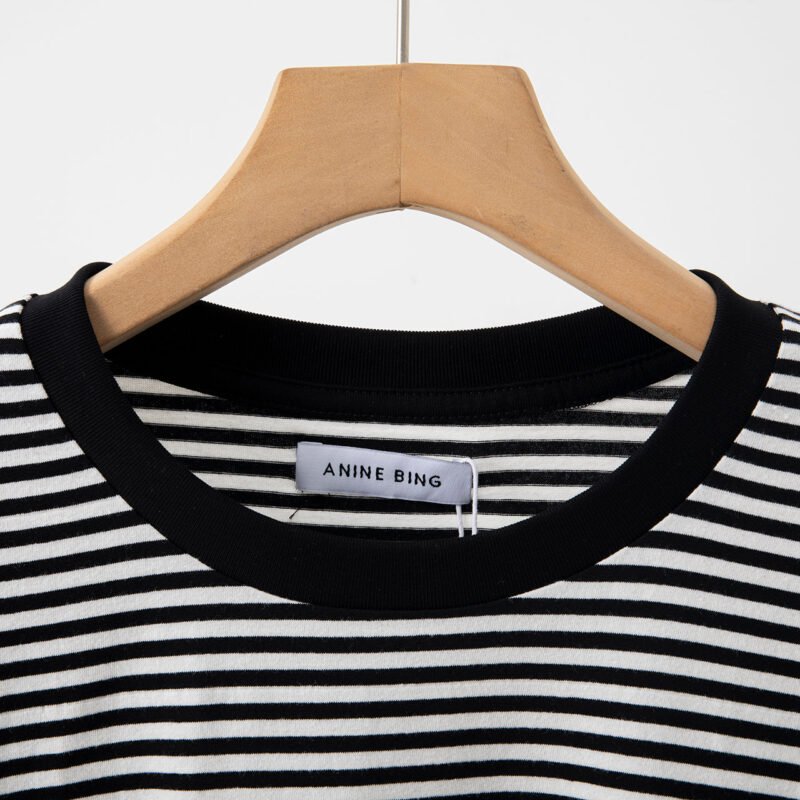 Classic Logo Embroidery Loose Women's Green Striped Short-sleeved T-shirt-ABC11GNstrip - 图片 12