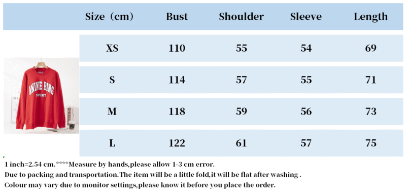 Letter Embroidery Loose Red Cotton Fleece Women's Sweatshirt Long Sleeve Round Neck Pullover-ABS2414RED - 图片 8
