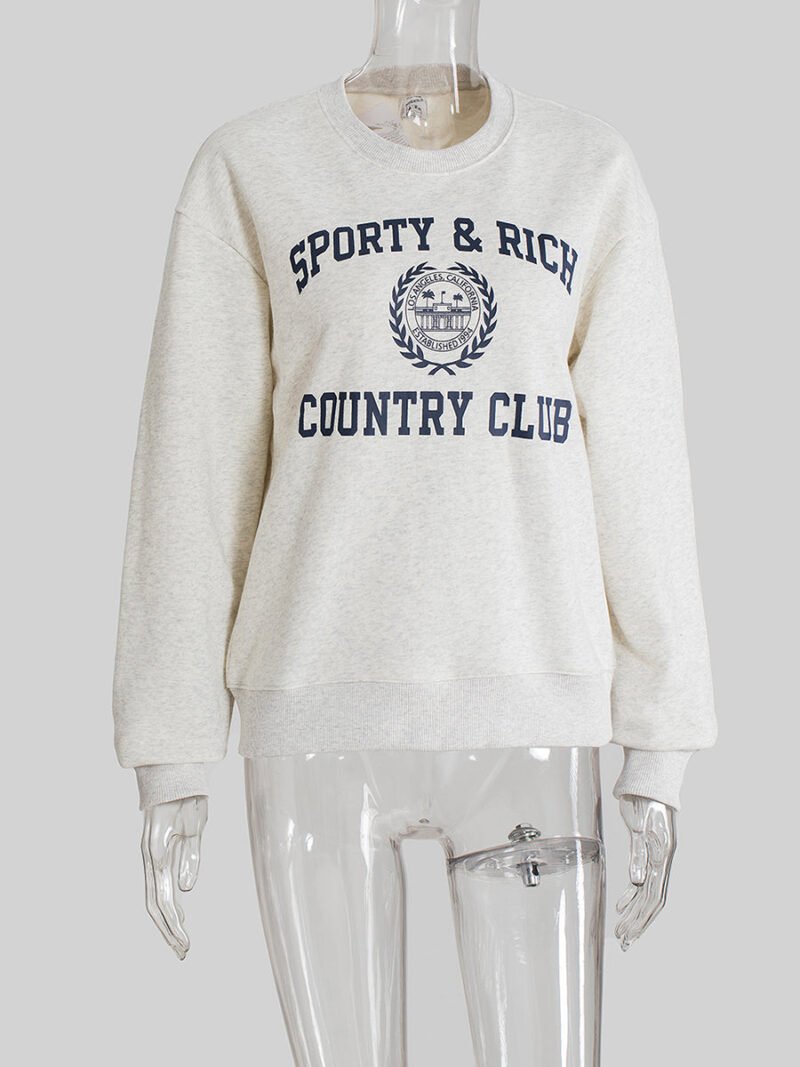 Logo Letter Printed Fleece Long Sleeve Pullover Sweatshirt Women-GN39 - 图片 4