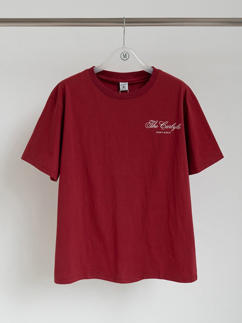 Vintage Letter Printed Cotton Women's Short Sleeve T-shirt-GN32 - 图片 7