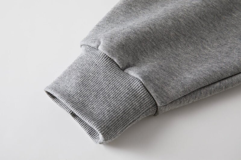 Grey Front Letter Patchwork Round Neck Mid-length Plush Women's Sweatshirt-ABS2490GY - 图片 8